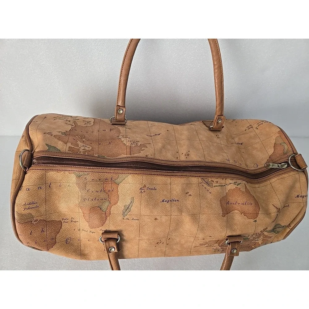 Vintage Magellan World Map Duffel Bag Weekender Carry-On  1990s